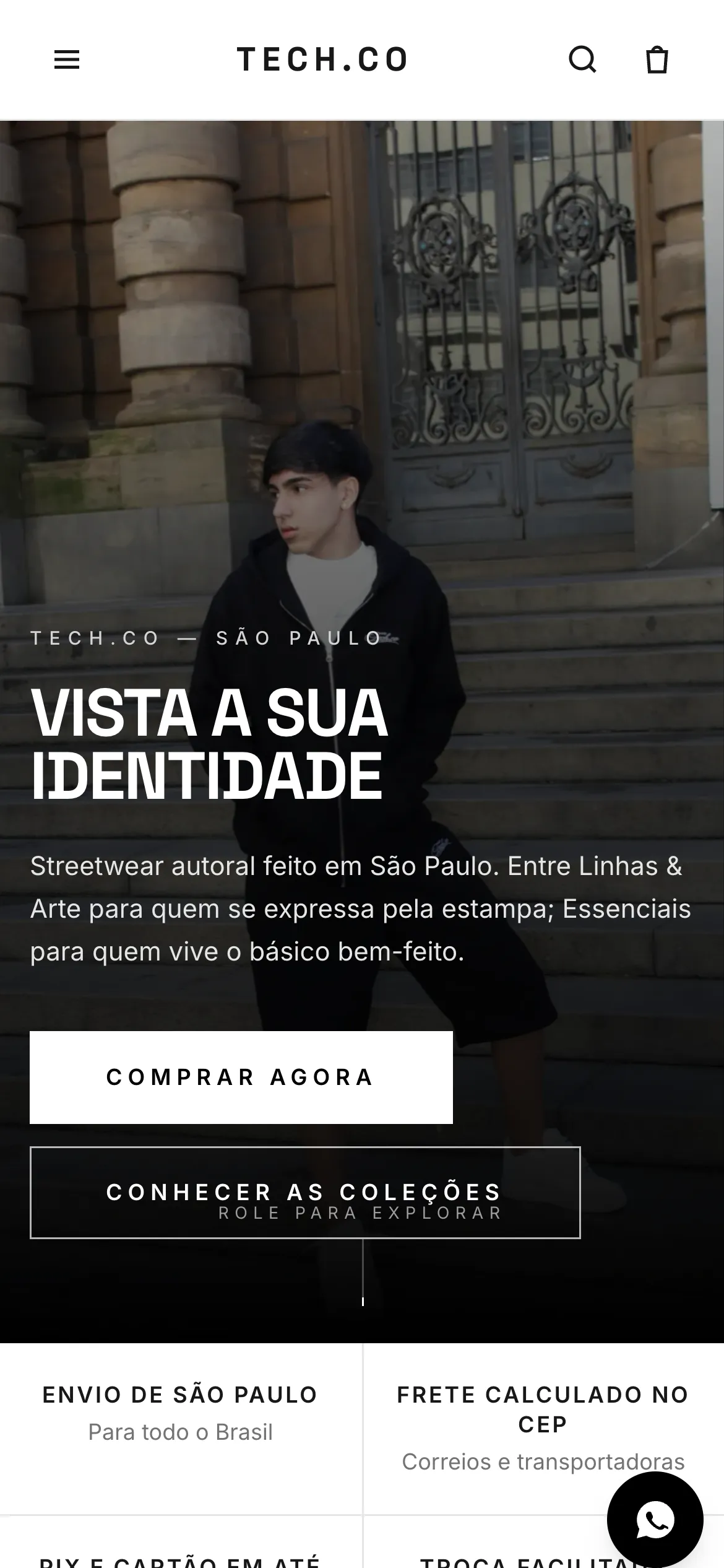 Topo da loja Tech.co no celular