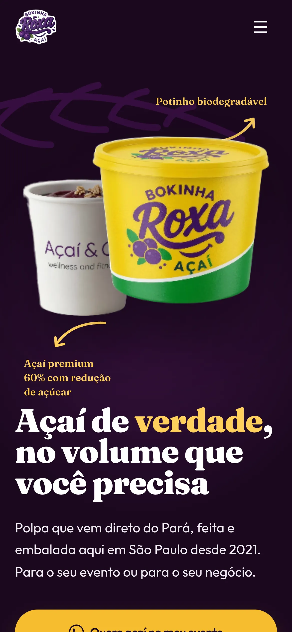 Topo do site da Bokinha Roxa no celular